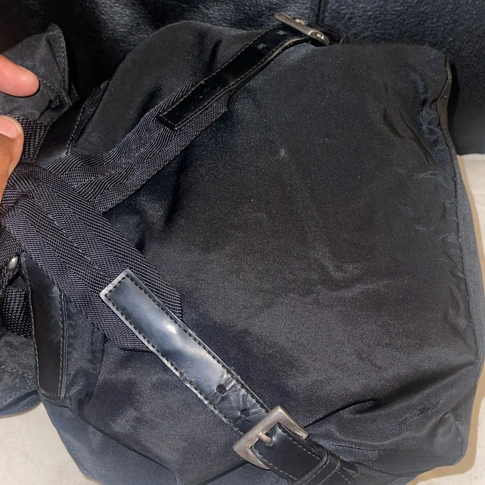 Black Vintage Prada Tessuto Nylon Backpack Unisex (Small Size) w/ AD COA